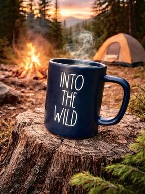 RAE DUNN Into The Wild 16 oz Mug NWOT Blue